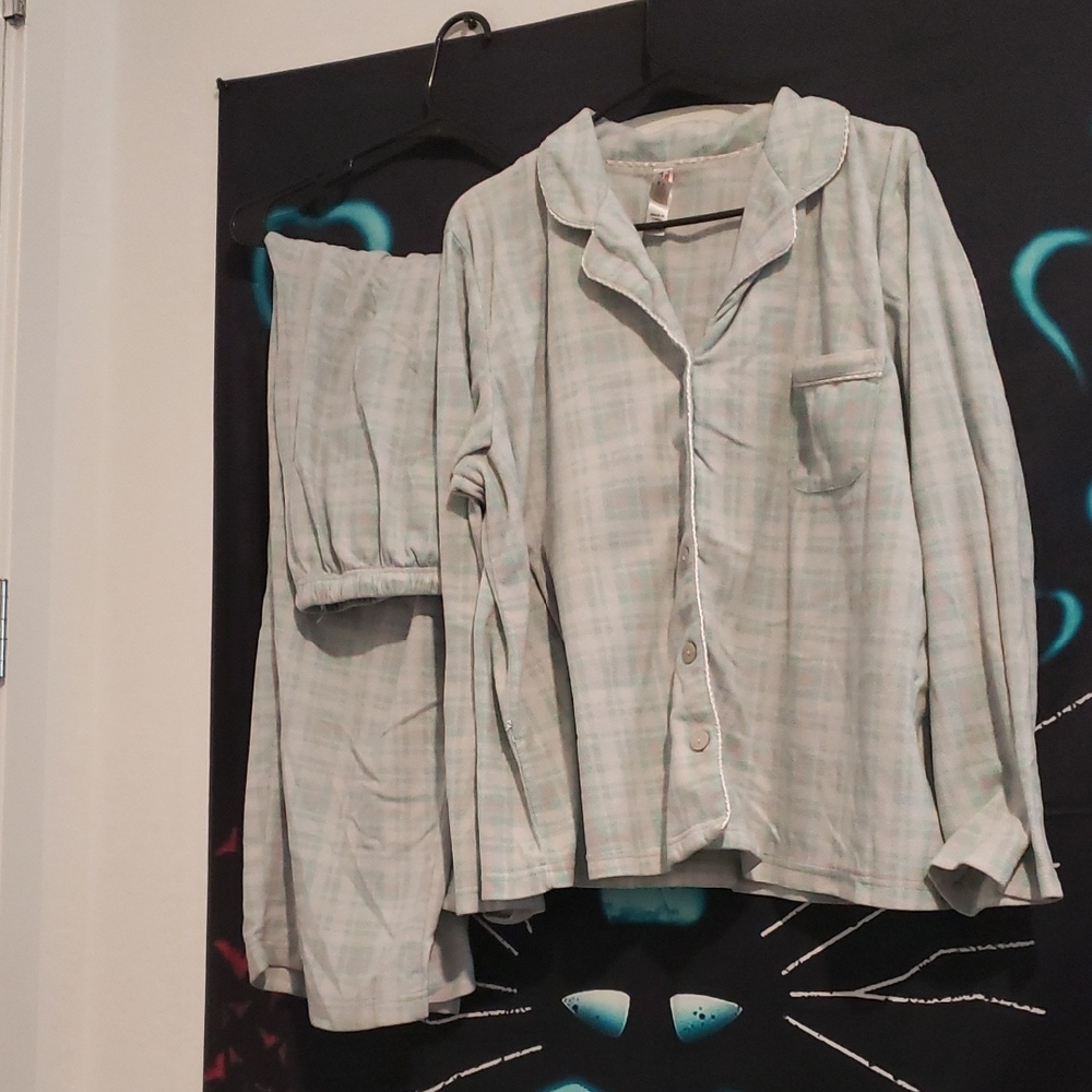 Plaid Pajama Set Button Down Top + Pants.